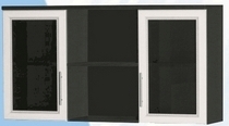 Антресоль большая с двумя стеклодверями ДЛЯ ГОСТИНОЙ АБС-2 Венге/Дуб выбеленный в Боготоле - bogotol.katalogmebeli.com | фото