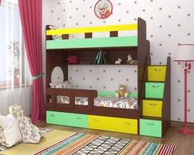 Детская двухъярусная кровать Юниор-1 Белый/Синий Распродажа в Боготоле - bogotol.katalogmebeli.com | фото 4