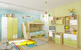 Детская комната Эппл (Зеленый/Белый/корпус Клен) в Боготоле - bogotol.katalogmebeli.com | фото 3