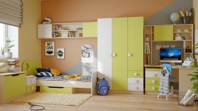Детская комната Эппл (Зеленый/Белый/корпус Клен) в Боготоле - bogotol.katalogmebeli.com | фото 11
