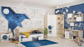 Детская комната Санни (Белый/корпус Клен) в Боготоле - bogotol.katalogmebeli.com | фото 2