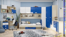 Детская комната Скай Люкс (Синий/Белый/корпус Клен) в Боготоле - bogotol.katalogmebeli.com | фото 3