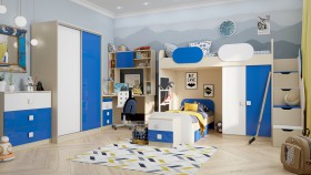 Детская комната Скай Люкс (Синий/Белый/корпус Клен) в Боготоле - bogotol.katalogmebeli.com | фото 5