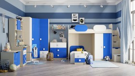 Детская комната Скай Люкс (Синий/Белый/корпус Клен) в Боготоле - bogotol.katalogmebeli.com | фото 7