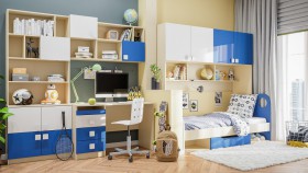 Детская комната Скай Люкс (Синий/Белый/корпус Клен) в Боготоле - bogotol.katalogmebeli.com | фото 9
