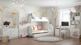 Детская комната Совушки (Белый/корпус Выбеленное дерево) в Боготоле - bogotol.katalogmebeli.com | фото 3