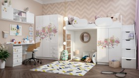 Детская комната Совушки (Белый/корпус Выбеленное дерево) в Боготоле - bogotol.katalogmebeli.com | фото