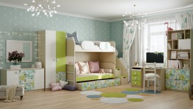 Детская комната Твит (Белый/Зеленый/корпус Клен) в Боготоле - bogotol.katalogmebeli.com | фото 4