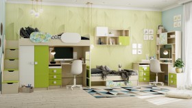 Детская комната Твит (Белый/Зеленый/корпус Клен) в Боготоле - bogotol.katalogmebeli.com | фото 8