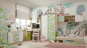 Детская комната Твит (Белый/Зеленый/корпус Клен) в Боготоле - bogotol.katalogmebeli.com | фото