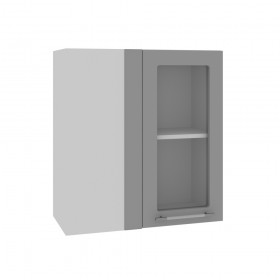 Гарда ПУС 650 шкаф верхний угловой со стеклом (Белый/корпус Серый) в Боготоле - bogotol.katalogmebeli.com | фото