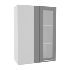 Гарда ВПУС 650 шкаф верхний угловой со стеклом высокий (Белый/корпус Серый) в Боготоле - bogotol.katalogmebeli.com | фото