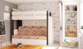 Кровать с диваном 75 Карамель Атлант (Венге Магия /Сосна Карелия/Савана) в Боготоле - bogotol.katalogmebeli.com | фото