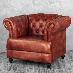 Кресло кожаное Лофт Честер-Нью (Коричневый) в Боготоле - bogotol.katalogmebeli.com | фото