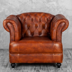 Кресло кожаное Лофт Честер-Нью (Коричневый, Рыжий) в Боготоле - bogotol.katalogmebeli.com | фото 7