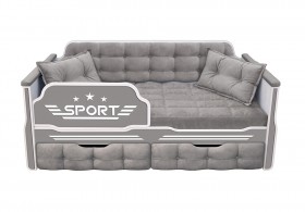 Кровать 160 серии Спорт 2 ящика 45 Серый (подушки) в Боготоле - bogotol.katalogmebeli.com | фото 1