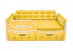 Кровать 160 серии Спорт 2 ящика 74 Жёлтый (мягкие боковые накладки) в Боготоле - bogotol.katalogmebeli.com | фото
