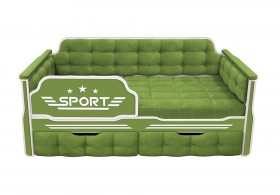 Кровать 160 серии Спорт 2 ящика 76 Зелёный (мягкие боковые накладки) в Боготоле - bogotol.katalogmebeli.com | фото 1