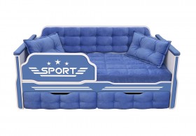 Кровать 160 серии Спорт 2 ящика 85 Синий (подушки) в Боготоле - bogotol.katalogmebeli.com | фото