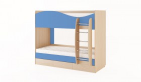 Кровать 2-х ярусная с ящиками (Беленый дуб/Синий) в Боготоле - bogotol.katalogmebeli.com | фото 4