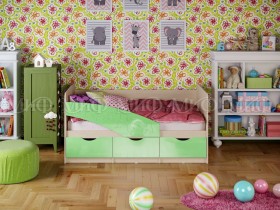 Кровать Бабочки 1,6м (Салатовый металлик) в Боготоле - bogotol.katalogmebeli.com | фото