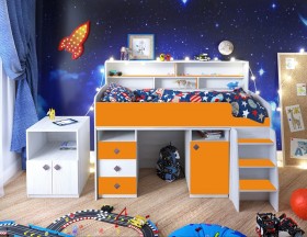 Кровать-чердак Малыш-5 Винтерберг/Оранжевый в Боготоле - bogotol.katalogmebeli.com | фото