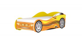 Кровать одноместная  Авто-3-2 (без матраса) с рисунком Такси Желтый в Боготоле - bogotol.katalogmebeli.com | фото 2