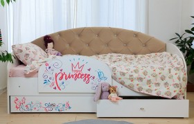 Кровать детская Эльза с бортиком Принцесса Белый/Бежевый в Боготоле - bogotol.katalogmebeli.com | фото