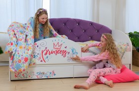 Кровать детская Эльза с бортиком Принцесса Белый/Фиолетовый в Боготоле - bogotol.katalogmebeli.com | фото