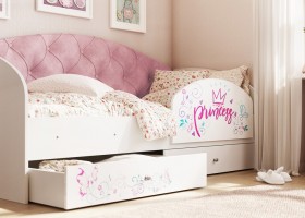 Кровать детская Эльза с бортиком Принцесса Белый/Розовый в Боготоле - bogotol.katalogmebeli.com | фото