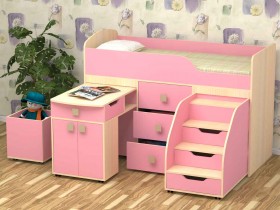 Кровать детская Фея 1.6 Дуб молочный/Розовый в Боготоле - bogotol.katalogmebeli.com | фото 1