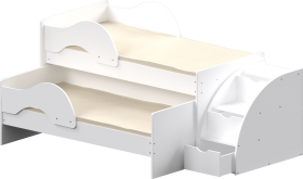 Кровать детская Матрешка выкатная с лестницей Белый в Боготоле - bogotol.katalogmebeli.com | фото