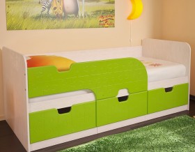 Кровать детская Минима 1,86м с ящиками (дуб атланта/лайм глянец) в Боготоле - bogotol.katalogmebeli.com | фото