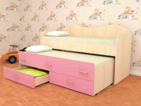 Кровать детская Нимфа двухместная 2.0 Дуб молочный/Розовый в Боготоле - bogotol.katalogmebeli.com | фото