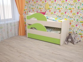 Кровать детская Радуга 1600 Млечный дуб/Салатовый в Боготоле - bogotol.katalogmebeli.com | фото 1
