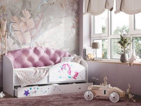 Кровать детская Звездочка Белый/Розовый в Боготоле - bogotol.katalogmebeli.com | фото 1