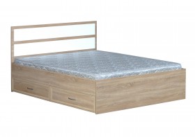 Кровать двойная с ящиками 1600-2 без матраса (прямые спинки) Дуб Сонома в Боготоле - bogotol.katalogmebeli.com | фото