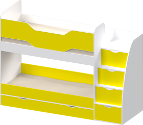 Кровать двухъярусная Индиго-9 Белый/Желтый в Боготоле - bogotol.katalogmebeli.com | фото