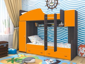 Кровать двухъярусная Юниор-2 Бодего/Оранжевый в Боготоле - bogotol.katalogmebeli.com | фото