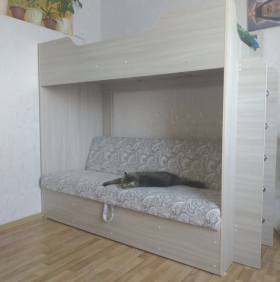 Кровать двухъярусная с диваном (Беленый дуб) в Боготоле - bogotol.katalogmebeli.com | фото