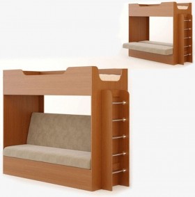 Кровать двухъярусная с диваном (Бук темный) в Боготоле - bogotol.katalogmebeli.com | фото