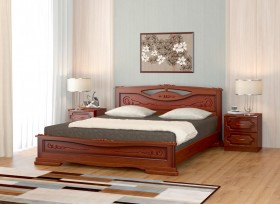 Кровать Карина-7 из массива сосны 1400*2000 Орех в Боготоле - bogotol.katalogmebeli.com | фото 1