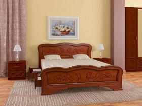 Кровать Карина-8 с ящиками из массива сосны 1600*2000 Орех в Боготоле - bogotol.katalogmebeli.com | фото