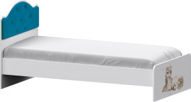 Кровать Каспер с мягкой спинкой и фотопечатью (800х1900)  Белый/Бирюза в Боготоле - bogotol.katalogmebeli.com | фото 1