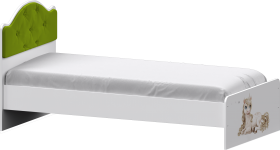 Кровать Каспер с мягкой спинкой и фотопечатью (800х1900)Белый/Лайм в Боготоле - bogotol.katalogmebeli.com | фото