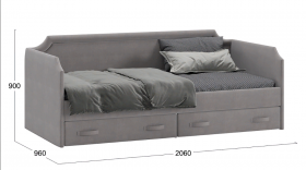 Кровать с мягкой обивкой и ящиками «Кантри» Тип 1 (900) (Велюр Светло-серый) в Боготоле - bogotol.katalogmebeli.com | фото 3