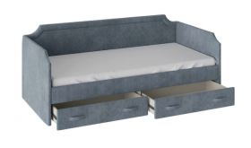 Кровать с мягкой обивкой и ящиками «Кантри» Тип 1 (900) (Замша синяя) в Боготоле - bogotol.katalogmebeli.com | фото 2