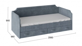 Кровать с мягкой обивкой и ящиками «Кантри» Тип 1 (900) (Замша синяя) в Боготоле - bogotol.katalogmebeli.com | фото 3