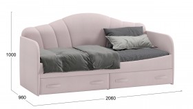 Кровать с мягкой спинкой и ящиками «Сабрина» 900 Пудровый в Боготоле - bogotol.katalogmebeli.com | фото 3