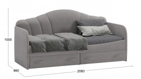 Кровать с мягкой спинкой и ящиками «Сабрина» 900 Светло-серый в Боготоле - bogotol.katalogmebeli.com | фото 3